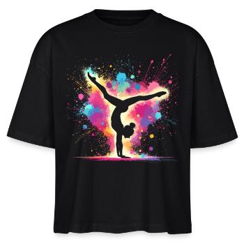 Turnen Gymnastik Turnerin Akrobatik Bodenturnen - Stanley/Stella Frauen Boxy Bio-T-Shirt Nova - Schwarz - Vorne - Anna (173cm)