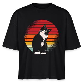 Chat Noir Rétro - T-shirt bio NOVA Stanley/Stella Femme - noir - Devant - Anna (173cm)