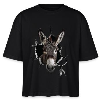 Esel - Stanley/Stella Frauen Boxy Bio-T-Shirt Nova - Schwarz - Vorne - Anna (173cm)