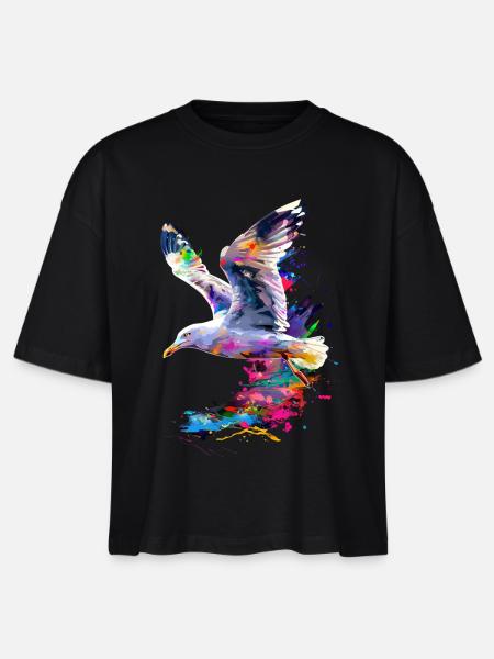 Möwe - Stanley/Stella Frauen Boxy Bio-T-Shirt Nova - Schwarz