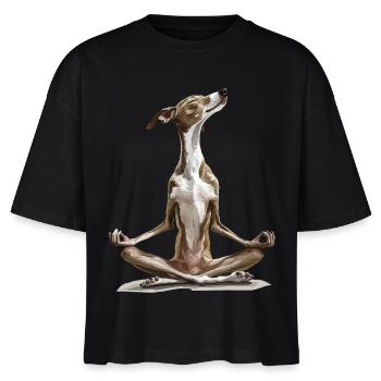 Windhund - Stanley/Stella Frauen Boxy Bio-T-Shirt Nova - Schwarz - Vorne - Anna (173cm)