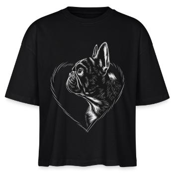 Französische Bulldogge - Stanley/Stella Frauen Boxy Bio-T-Shirt Nova - Schwarz - Vorne - Anna (173cm)