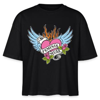 Feministisches Statement Design Feminis-Muss - Stanley/Stella Frauen Boxy Bio-T-Shirt Nova - Schwarz - Vorne - Anna (173cm)