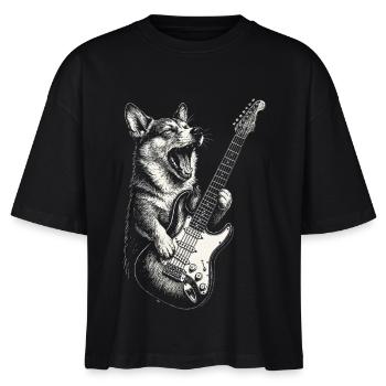 Koele Corgi hondenminnaar die elektrische gitaarmuziek speelt - Stanley/Stella Vrouwen Boxy bio-T-shirt Nova - zwart - Voor - Anna (173cm)