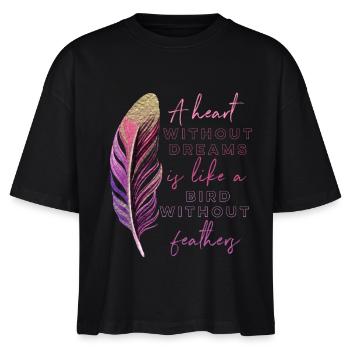Inspiration Spruch Feder - Stanley/Stella Frauen Boxy Bio-T-Shirt Nova - Schwarz - Vorne - Anna (173cm)