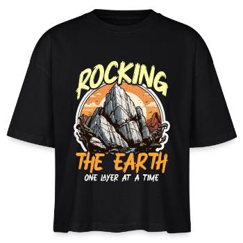 Geologist Rocking The Earth Loves Rock Collecting - Stanley/Stella Nova Women’s Boxy Organic T-Shirt - black - Front - Anna (173cm)