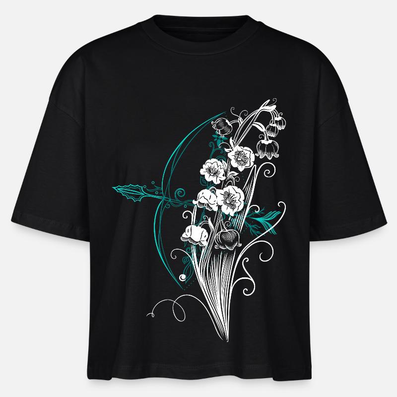 Maiglöckchen Pfeil Bogen - Stanley/Stella Frauen Boxy Bio-T-Shirt Nova - Schwarz