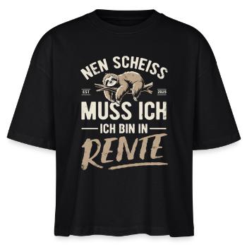 Nen Scheiss muss ich ich bin in Rente - Faultier - Stanley/Stella Frauen Boxy Bio-T-Shirt Nova - Schwarz - Vorne - Anna (173cm)