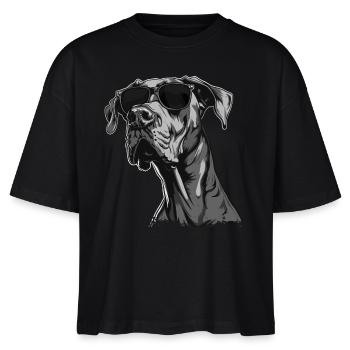 Deutsche Dogge mit Sonnenbrille - Stanley/Stella Frauen Boxy Bio-T-Shirt Nova - Schwarz - Vorne - Anna (173cm)