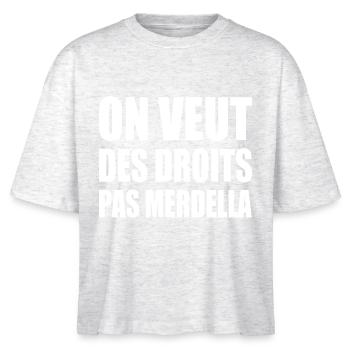 on veut des droits pas merdella - T-shirt bio NOVA Stanley/Stella Femme - blanc chiné - Devant - Anna (173cm)