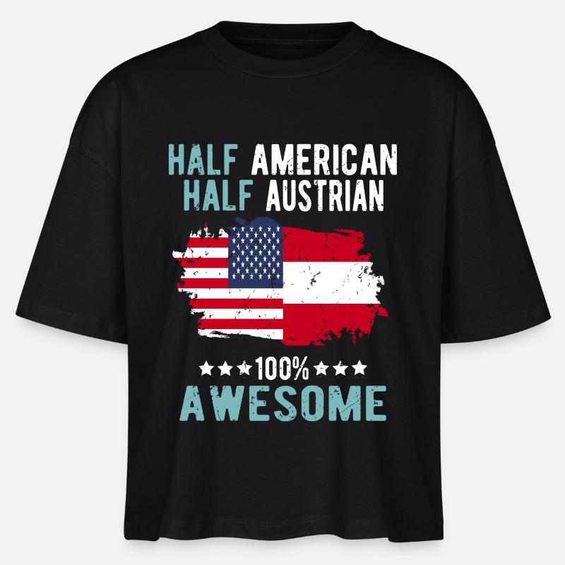 Half American Half Austrian - Stanley/Stella Nova Women’s Boxy Organic T-Shirt - black