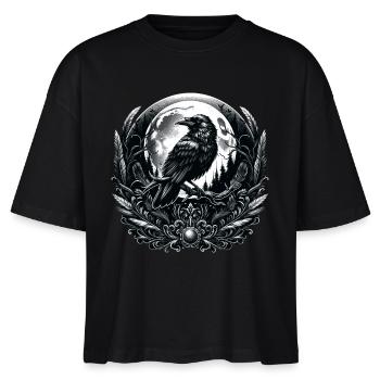 Mystischer Rabe und Mond: Gothic-Eleganz - Stanley/Stella Frauen Boxy Bio-T-Shirt Nova - Schwarz - Vorne - Anna (173cm)