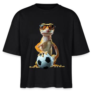 Gecko - Stanley/Stella Frauen Boxy Bio-T-Shirt Nova - Schwarz - Vorne - Anna (173cm)