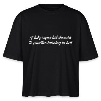 heiße Duschen Text - Stanley/Stella Frauen Boxy Bio-T-Shirt Nova - Schwarz - Vorne - Anna (173cm)