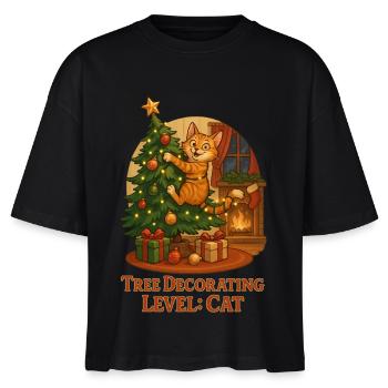 Le chat décore le sapin de Noël - T-shirt bio NOVA Stanley/Stella Femme - noir - Devant - Anna (173cm)