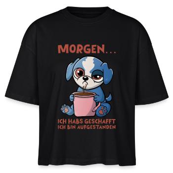 Morning grouch dog - Stanley/Stella Nova Women’s Boxy Organic T-Shirt - black - Front - Anna (173cm)