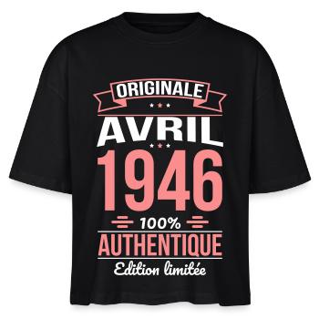Anniversaire 80 ans - Originale - Avril 1946 - T-shirt bio NOVA Stanley/Stella Femme - noir - Devant - Anna (173cm)
