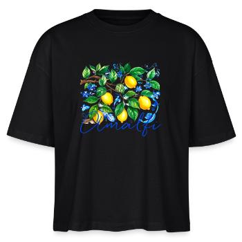 amalfi, zitronen, porzellan,keramik,zitrone - Stanley/Stella Frauen Boxy Bio-T-Shirt Nova - Schwarz - Vorne - Anna (173cm)