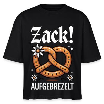 Brezel Blumen Edelweiß Zack Aufgebrezelt - Stanley/Stella Frauen Boxy Bio-T-Shirt Nova - Schwarz - Vorne - Anna (173cm)