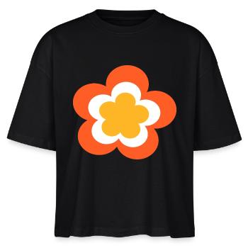 des années 70 motif de fleur - T-shirt bio NOVA Stanley/Stella Femme - noir - Devant - Anna (173cm)
