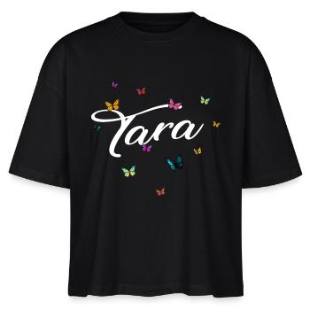 TARA - Girl's Name with Colorful Butterflies - Stanley/Stella Nova Women’s Boxy Organic T-Shirt - black - Front - Anna (173cm)