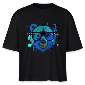 Bär,graffiti ,malerei , bunt,Nerd - Stanley/Stella Frauen Boxy Bio-T-Shirt Nova - Schwarz - Vorne - Anna (173cm)