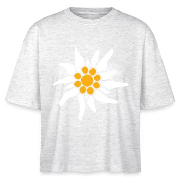 Weiße Alpen Edelweiß Blume Bergblume Berge Wandern - Stanley/Stella Frauen Boxy Bio-T-Shirt Nova - Weiß meliert - Vorne - Anna (173cm)