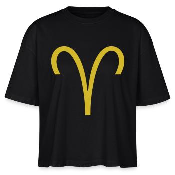 Sternzeichen Widder, Exklusives T-Shirt Design - Stanley/Stella Frauen Boxy Bio-T-Shirt Nova - Schwarz - Vorne - Anna (173cm)