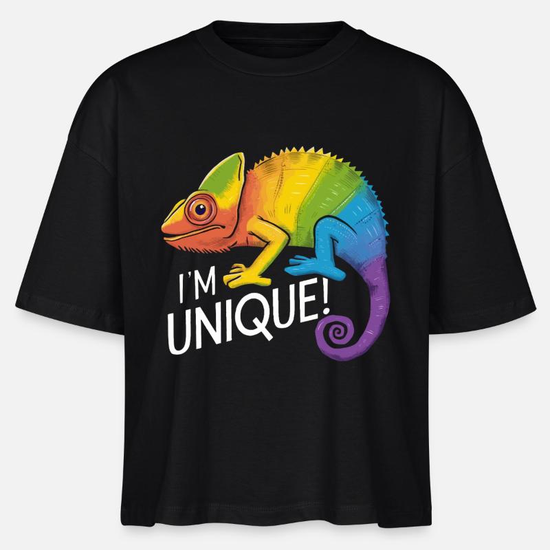 vibrant chameleon "I'm Unique!" - Stanley/Stella Nova Women’s Boxy Organic T-Shirt - black