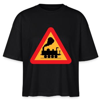 Train Warning Sign - Stanley/Stella Nova Women’s Boxy Organic T-Shirt - black - Front - Anna (173cm)