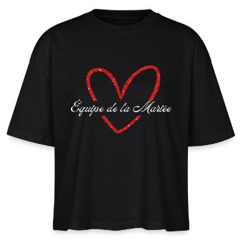 Rotes Glitzer Herz Braut Team - Stanley/Stella Frauen Boxy Bio-T-Shirt Nova - Schwarz - Vorne - Anna (173cm)