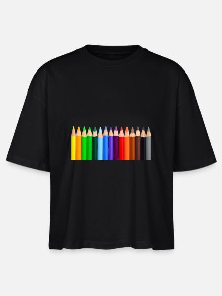 Bunte Stifte - Stanley/Stella Frauen Boxy Bio-T-Shirt Nova - Schwarz