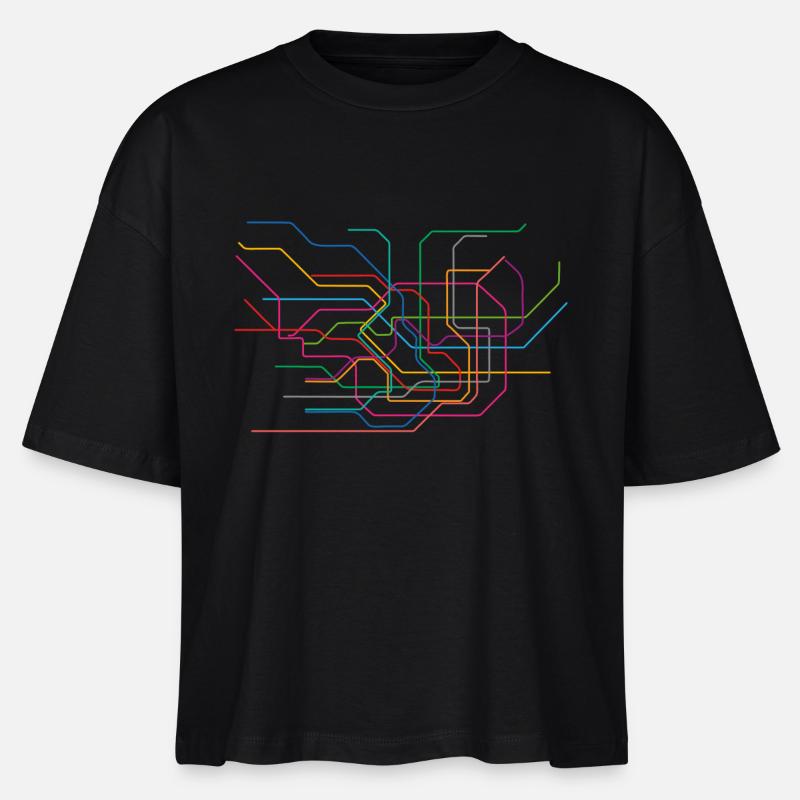 Tokyo Subway Map - Stanley/Stella Frauen Boxy Bio-T-Shirt Nova - Schwarz