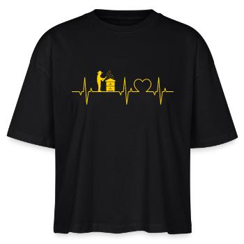 Imker Herzschlag Imkerei EKG Bienen Bienenzucht - Stanley/Stella Frauen Boxy Bio-T-Shirt Nova - Schwarz - Vorne - Anna (173cm)