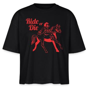 "Ride or Die" / best friends or partner shirt - Stanley/Stella Frauen Boxy Bio-T-Shirt Nova - Schwarz - Vorne - Anna (173cm)