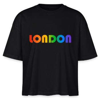 London Rainbow Text - Stanley/Stella Nova Women’s Boxy Organic T-Shirt - black - Front - Anna (173cm)