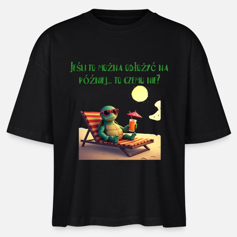 laid-back turtle - Stanley/Stella Nova Women’s Boxy Organic T-Shirt - black