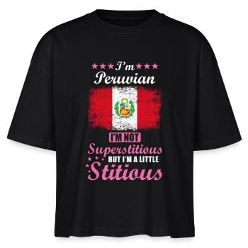 Peruvian Gift Funny Saying Peru - Stanley/Stella Nova Women’s Boxy Organic T-Shirt - black - Front - Anna (173cm)