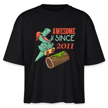 Dino Skater Geburtstag 2011 - Stanley/Stella Frauen Boxy Bio-T-Shirt Nova - Schwarz - Vorne - Anna (173cm)