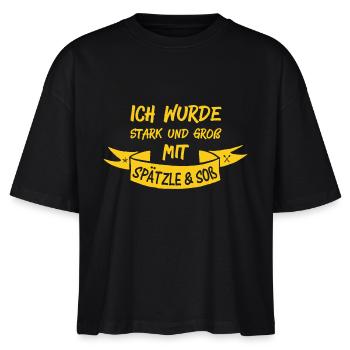 SPÄTZLE & SOß - Stanley/Stella Frauen Boxy Bio-T-Shirt Nova - Schwarz - Vorne - Anna (173cm)
