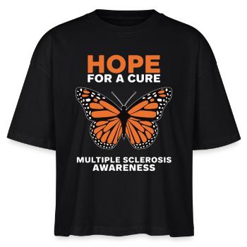 Multiple Sclerosis Bewusstsein Hope Schmetterling - Stanley/Stella Frauen Boxy Bio-T-Shirt Nova - Schwarz - Vorne - Anna (173cm)