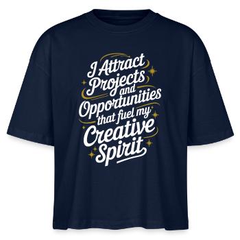 J’attire des projets et des opportunités, je manifeste - T-shirt bio NOVA Stanley/Stella Femme - marine - Devant - Anna (173cm)