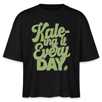Vegan Vegetarisch: Kale-ing It Every Day - Stanley/Stella Frauen Boxy Bio-T-Shirt Nova - Schwarz - Vorne - Anna (173cm)