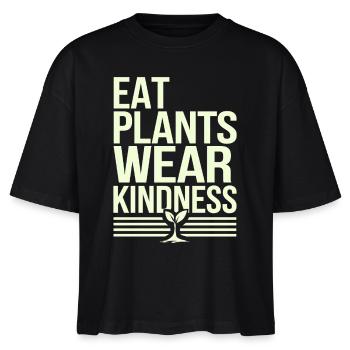 Eat Plants Lazy Friendliness Vegan - Stanley/Stella Nova Women’s Boxy Organic T-Shirt - black - Front - Anna (173cm)