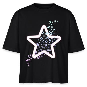 Sternchen Sterne Glitzer Kindermotiv Baby Pastell - Stanley/Stella Frauen Boxy Bio-T-Shirt Nova - Schwarz - Vorne - Anna (173cm)