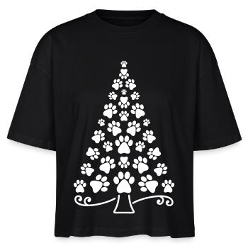 Weihnachtsbaum Pfote Hund Pfoten Katze Weihnachten - Stanley/Stella Frauen Boxy Bio-T-Shirt Nova - Schwarz - Vorne - Anna (173cm)