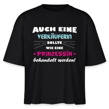 Verkäuferin - Prinzessin - Stanley/Stella Frauen Boxy Bio-T-Shirt Nova - Schwarz - Vorne - Anna (173cm)