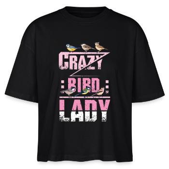 Crazy Bird Lady - Stanley/Stella Frauen Boxy Bio-T-Shirt Nova - Schwarz - Vorne - Anna (173cm)