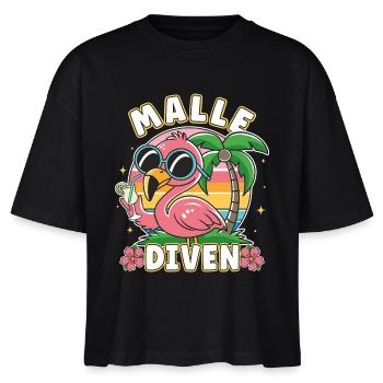 Malle Diven Mallorca Sommer Party Girls - Stanley/Stella Frauen Boxy Bio-T-Shirt Nova - Schwarz - Vorne - Anna (173cm)