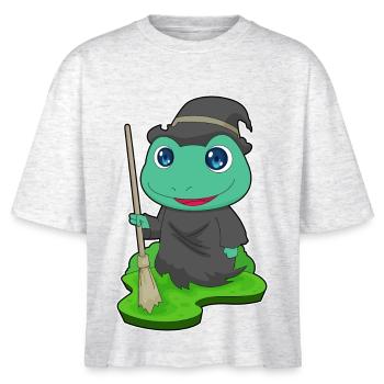 Frosch Hexe Besen - Stanley/Stella Frauen Boxy Bio-T-Shirt Nova - Weiß meliert - Vorne - Anna (173cm)